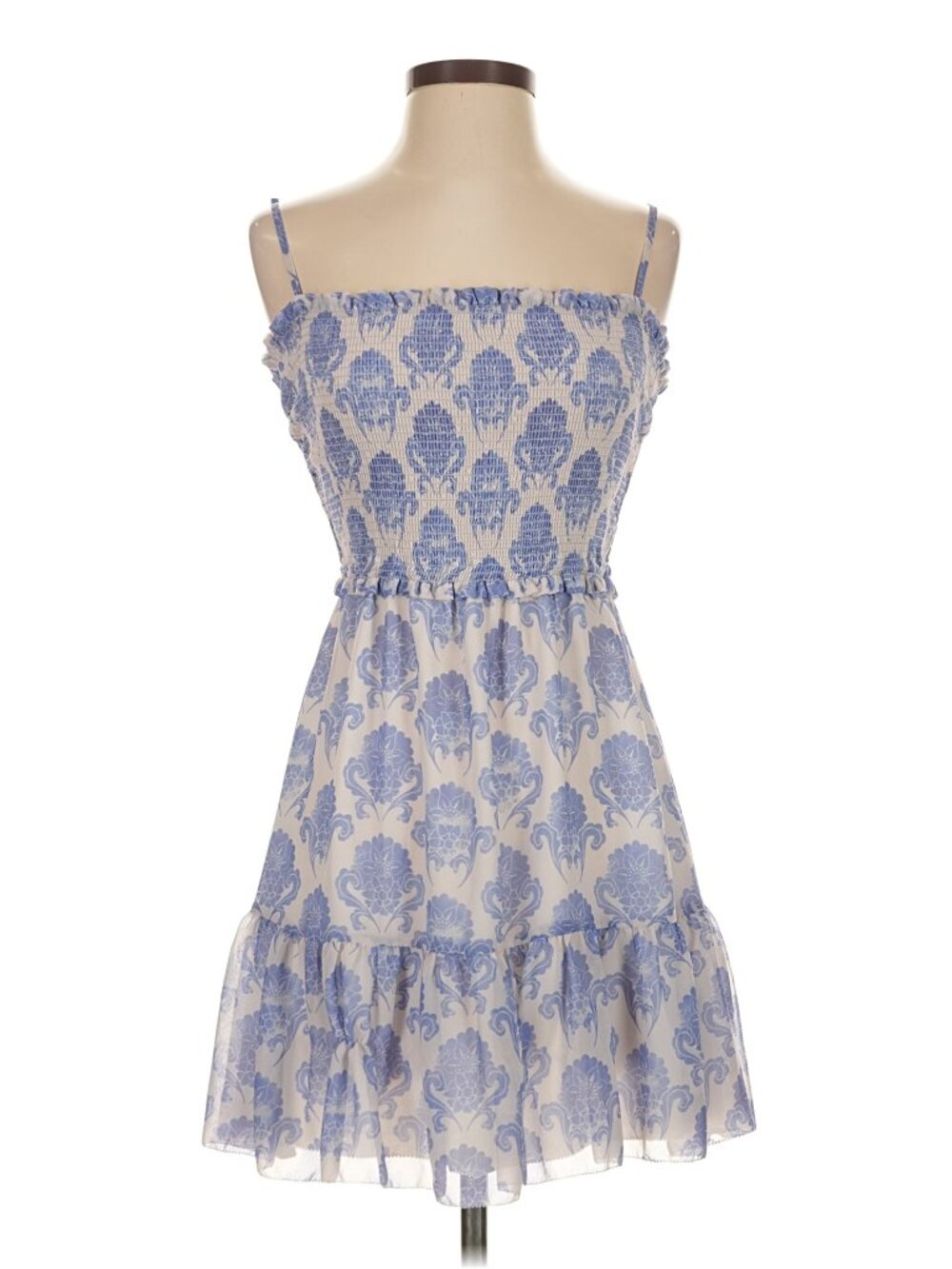 Aritzia Wilfred Blue Paisley Square Neck Mini Dress S